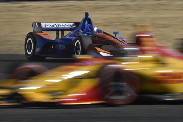 Scott Dixon sets up for the Turn 7 hairpin during the INDYCAR Grand Prix of Sonoma at Sonoma Raceway -- Photo by: Chris Owens