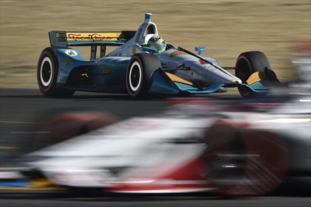 Patricio O'Ward sets up for the Turn 7 hairpin during the INDYCAR Grand Prix of Sonoma at Sonoma Raceway -- Photo by: Chris Owens