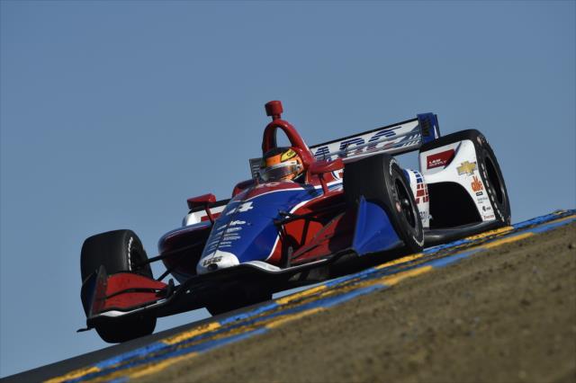 Matheus 'Matt' Leist crests the hill at Turn 3 during the INDYCAR Grand Prix of Sonoma at Sonoma Raceway -- Photo by: Chris Owens