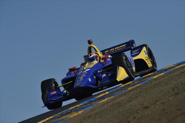 Alexander Rossi crests the hill at Turn 3 during the INDYCAR Grand Prix of Sonoma at Sonoma Raceway -- Photo by: Chris Owens