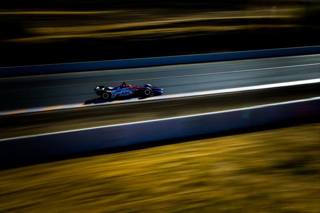 Matheus 'Matt' Leist races up the hill toward the Turn 7 hairpin during the INDYCAR Grand Prix of Sonoma at Sonoma Raceway -- Photo by: Shawn Gritzmacher