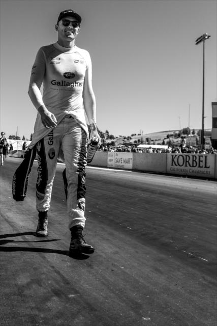 Max Chilton walks pit lane following the INDYCAR Grand Prix of Sonoma at Sonoma Raceway -- Photo by: Shawn Gritzmacher