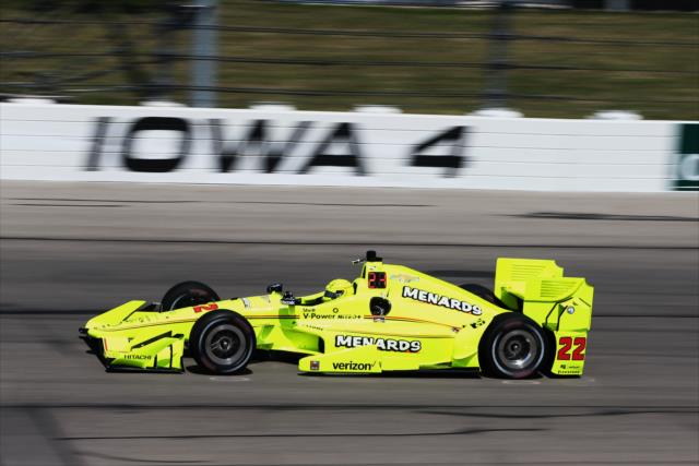 Simon Pagenaud enters Turn 4 during his qualification attempt for the Iowa Corn 300 at Iowa Speedway -- Photo by: Chris Jones