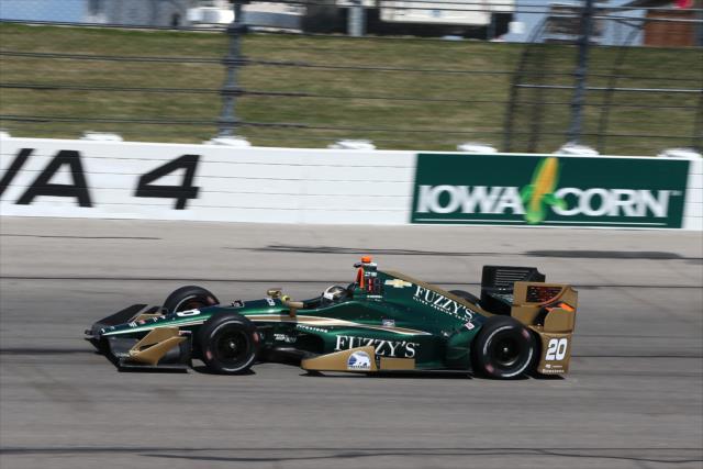 Ed Carpenter enters Turn 4 during his qualification attempt for the Iowa Corn 300 at Iowa Speedway -- Photo by: Chris Jones