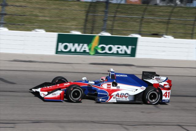 Jack Hawksworth sets up for Turn 3 during practice for the Iowa Corn 300 at Iowa Speedway -- Photo by: Chris Jones