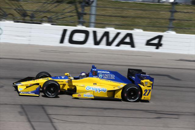 Marco Andretti enters Turn 4 during practice for the Iowa Corn 300 at Iowa Speedway -- Photo by: Chris Jones