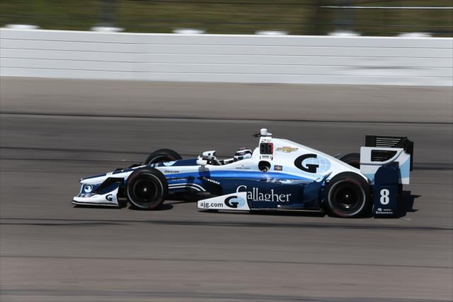 Max Chilton sets up for Turn 4 during practice for the Iowa Corn 300 at Iowa Speedway -- Photo by: Chris Jones