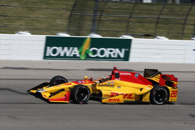 Ryan Hunter-Reay sets up for Turn 4 during practice for the Iowa Corn 300 at Iowa Speedway -- Photo by: Chris Jones