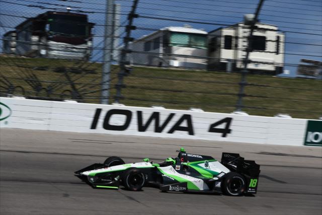 Conor Daly enters Turn 4 during practice for the Iowa Corn 300 at Iowa Speedway -- Photo by: Chris Jones