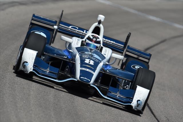 Max Chilton sets up for Turn 3 during practice for the Iowa Corn 300 at Iowa Speedway -- Photo by: Chris Owens