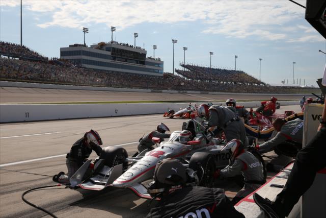 Will Power comes in for tires and fuel on pit lane during the Iowa Corn 300 at Iowa Speedway -- Photo by: Chris Jones