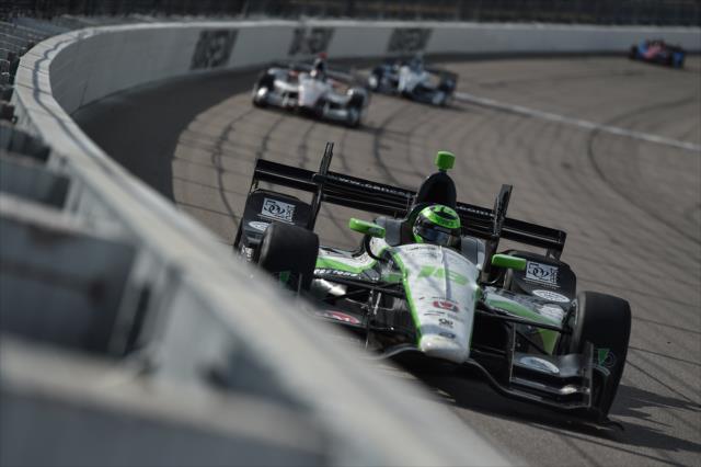 Conor Daly sets up for Turn 1 during the Iowa Corn 300 at Iowa Speedway -- Photo by: Chris Owens