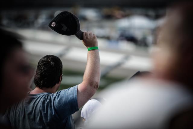 Cheering on the action during the Iowa Corn 300 at Iowa Speedway -- Photo by: Shawn Gritzmacher