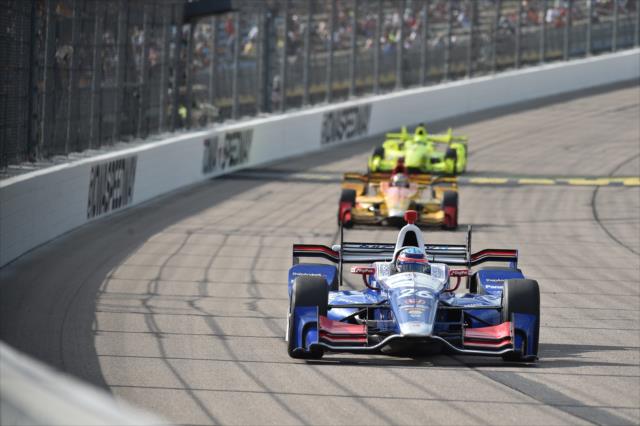 Takuma Sato sets up for Turn 1 during the Iowa Corn 300 at Iowa Speedway -- Photo by: Chris Owens