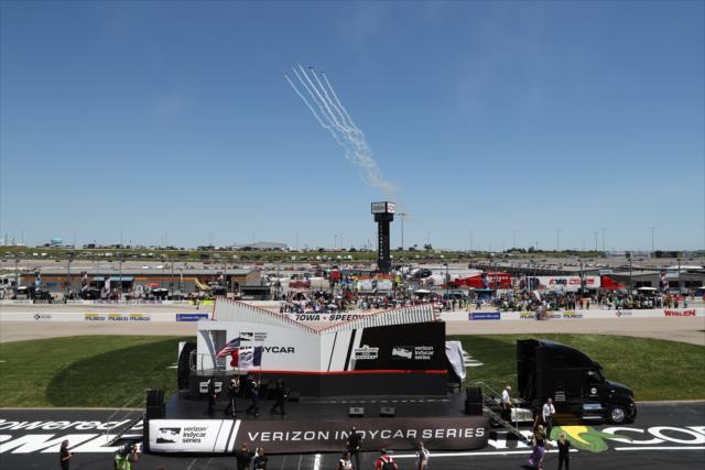 The KC Flight Formation Team performs the flyover during pre-race festivities for the Iowa Corn 300 at Iowa Speedway -- Photo by: Chris Jones