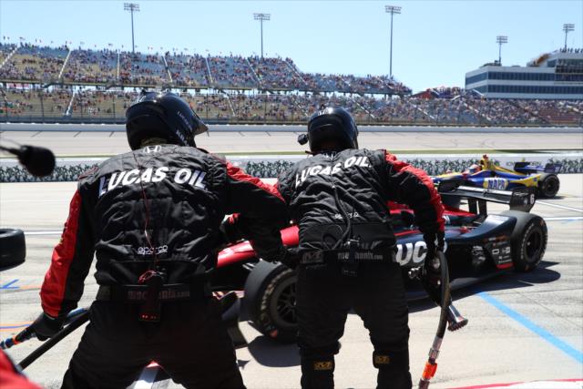 Robert Wickens pulls into his pit stall for service during the Iowa Corn 300 at Iowa Speedway -- Photo by: Chris Jones