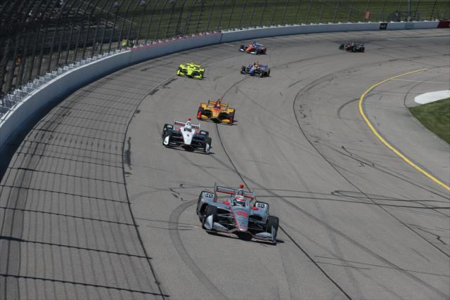 Will Power leads the field during the parade laps prior to the start of the Iowa Corn 300 -- Photo by: Chris Jones