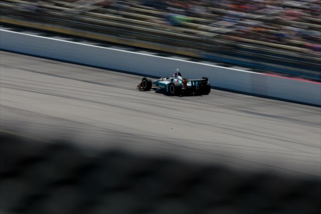 Gabby Chaves soars down the frontstretch during the Iowa Corn 300 at Iowa Speedway -- Photo by: Joe Skibinski