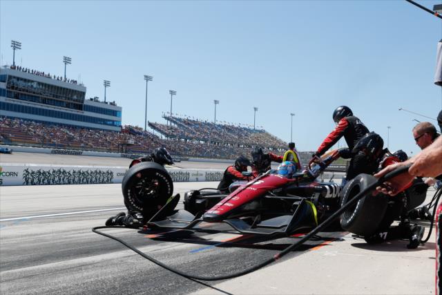 Robert Wickens comes in for tires and fuel on pit lane during the Iowa Corn 300 at Iowa Speedway -- Photo by: Joe Skibinski