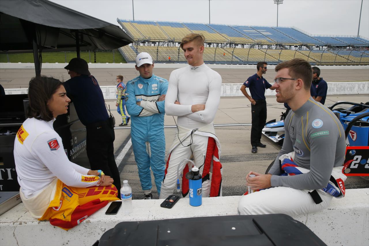 Jamie Chadwick, James Roe, Hunter McElrea and Louis Foster - INDY NXT by Firestone Open Test at Iowa Speedway - By: Chris Jones -- Photo by: Chris Jones