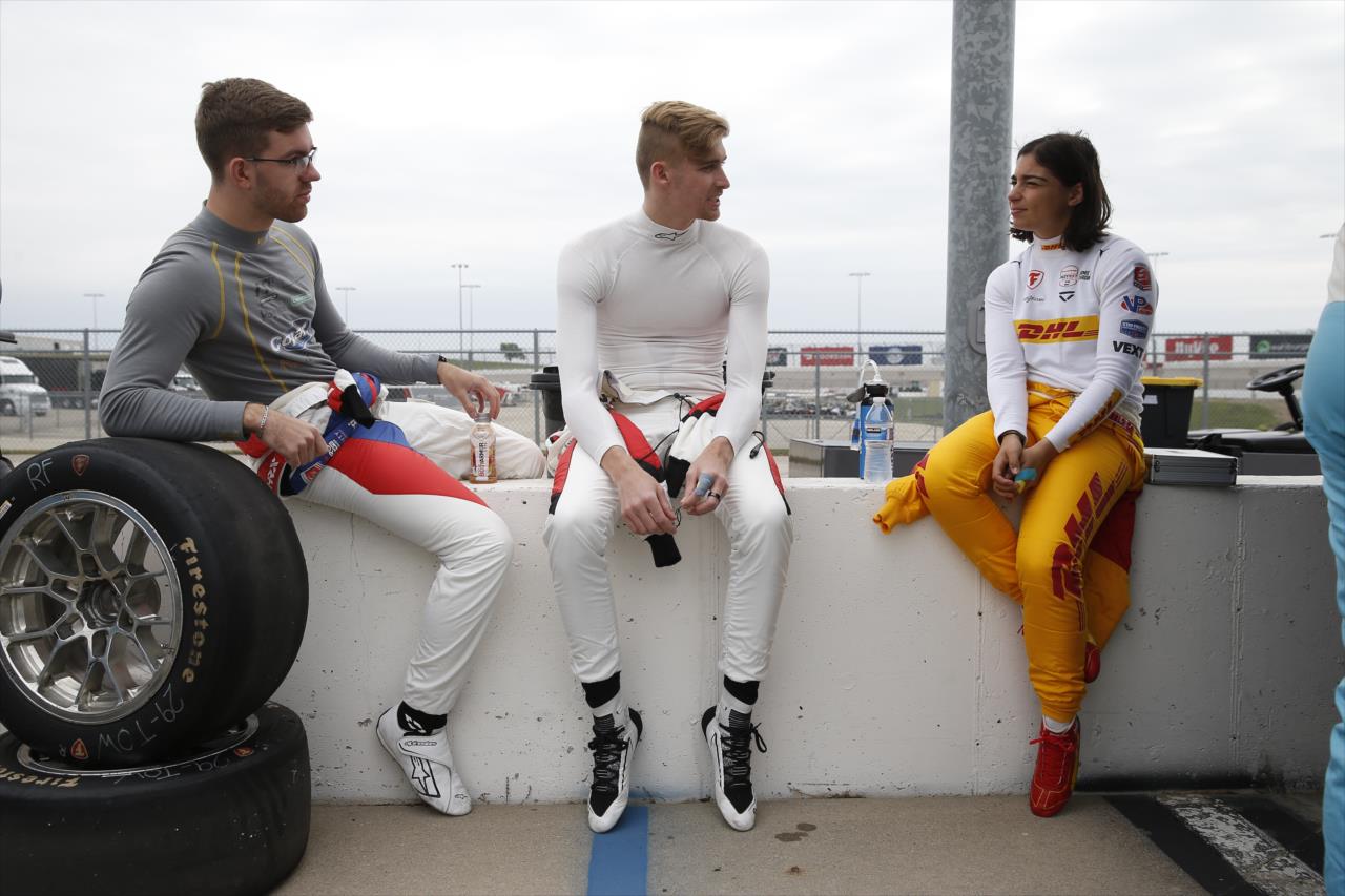 Louis Foster, Hunter McElrea and Jamie Chadwick - INDY NXT by Firestone Open Test at Iowa Speedway - By: Chris Jones -- Photo by: Chris Jones