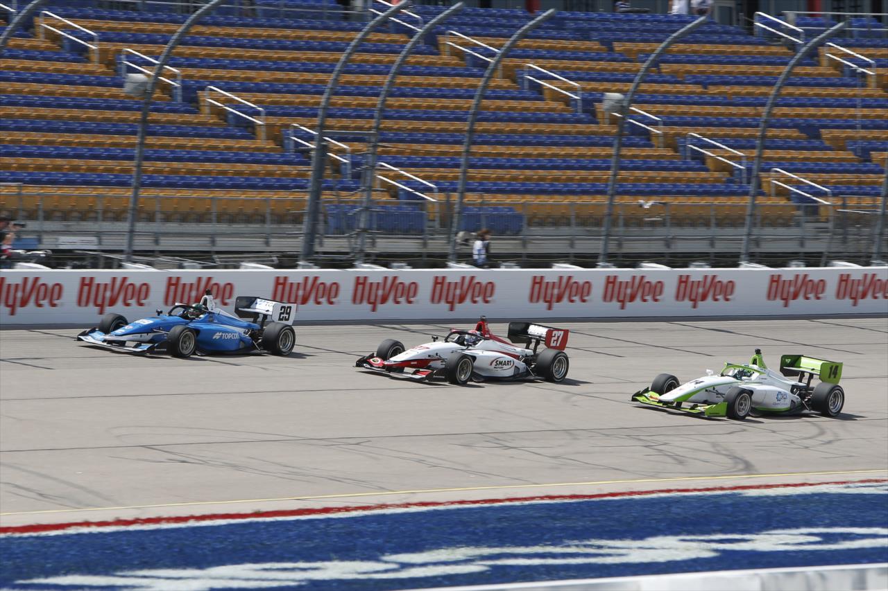 James Roe, Hunter McElrea and Josh Pierson - INDY NXT By Firestone at Iowa Speedway - By: Chris Jones -- Photo by: Chris Jones