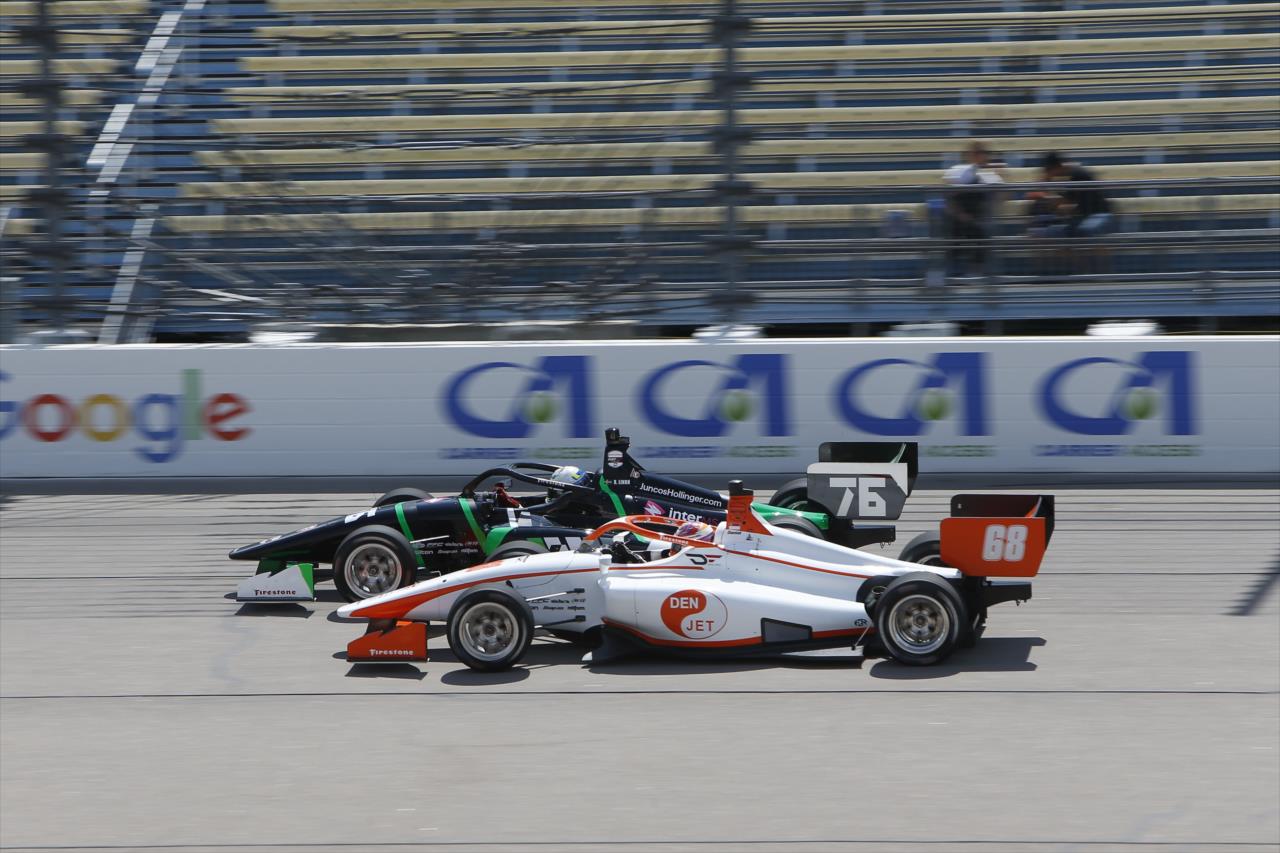 Rasmus Lindh and Danial Frost - INDY NXT By Firestone at Iowa Speedway - By: Chris Jones -- Photo by: Chris Jones