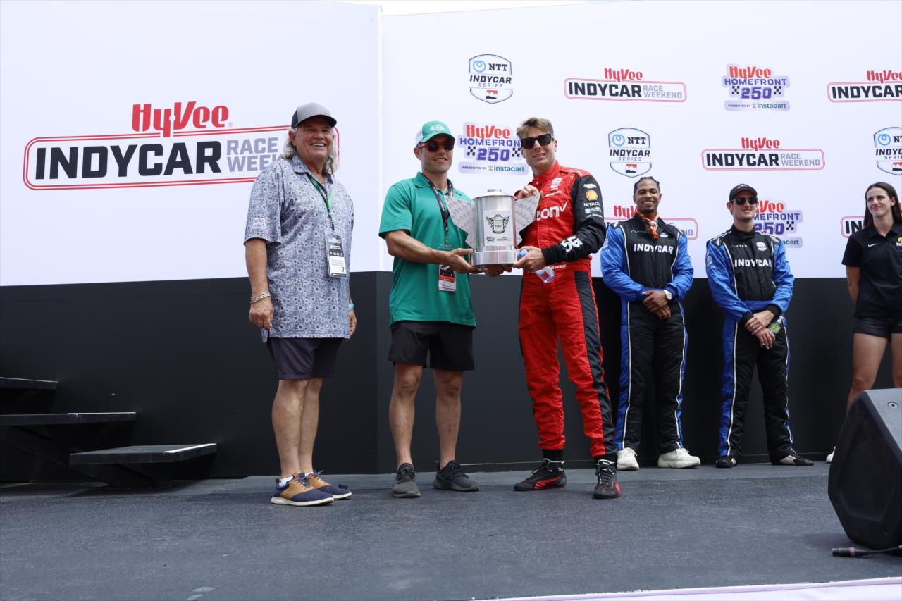 Will Power receives Sukup P1 Award - Hy-Vee Homefront 250 Presented by Instacart - By: Chris Jones -- Photo by: Chris Jones