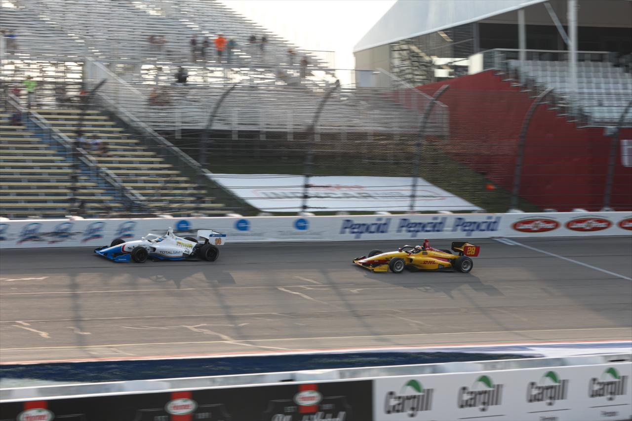 Jagger Jones and Jamie Chadwick - INDY NXT By Firestone at Iowa Speedway - By: Travis Hinkle -- Photo by: Travis Hinkle