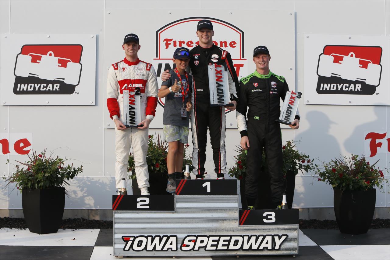 Jacob Abel, Christian Rasmussen and Rasmus Lindh - INDY NXT By Firestone at Iowa Speedway - By: Chris Jones -- Photo by: Chris Jones