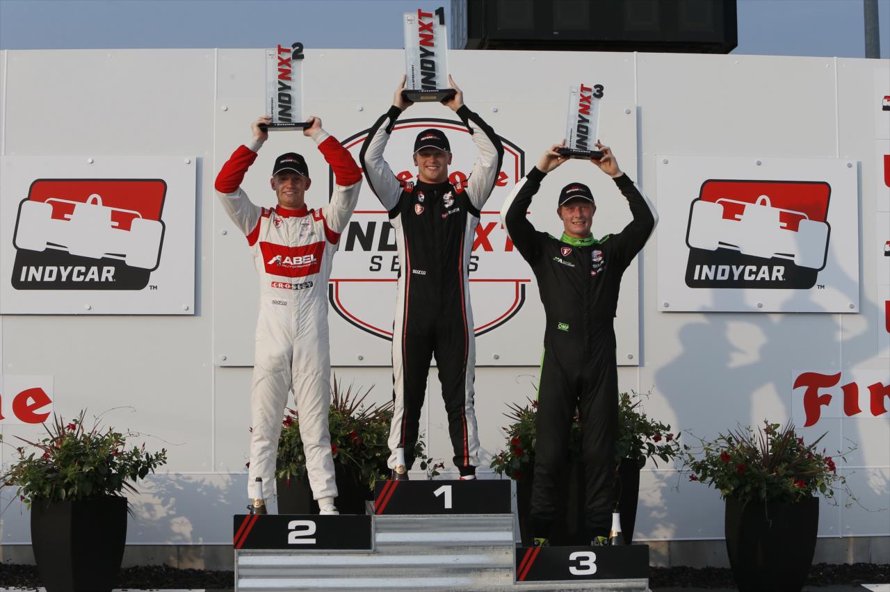 Jacob Abel, Christian Rasmussen and Rasmus Lindh - INDY NXT By Firestone at Iowa Speedway - By: Chris Jones -- Photo by: Chris Jones