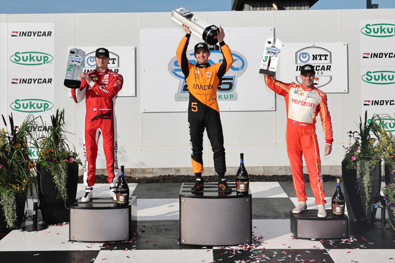 Josef Newgarden, Pato O'Ward and Will Power - Synk 275 Powered By Sukup - By: Chris Owens -- Photo by: Chris Owens