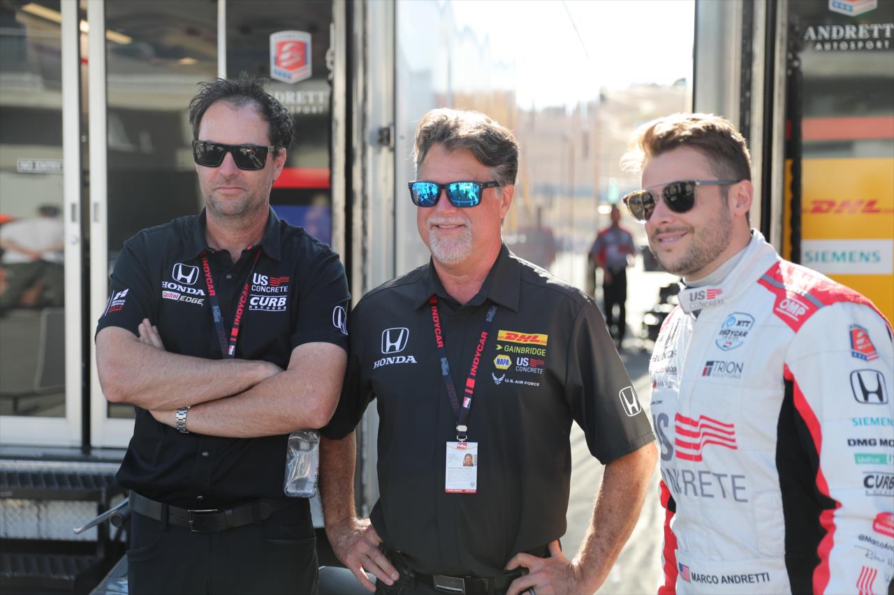 Bryan Herta, Michael Andretti and Marco Andretti -- Photo by: Chris Jones