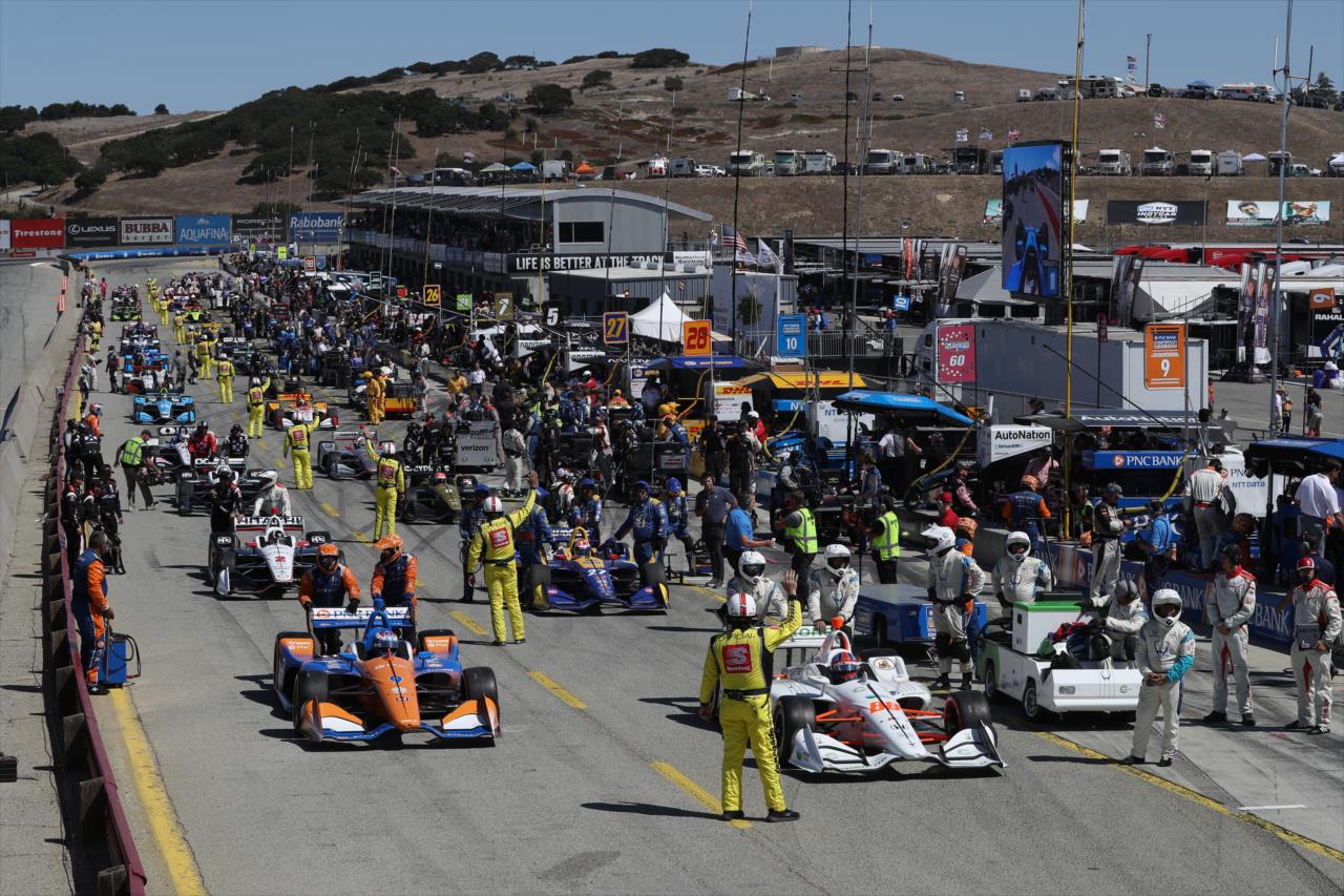 The starting grid on pit lane -- Photo by: Chris Jones