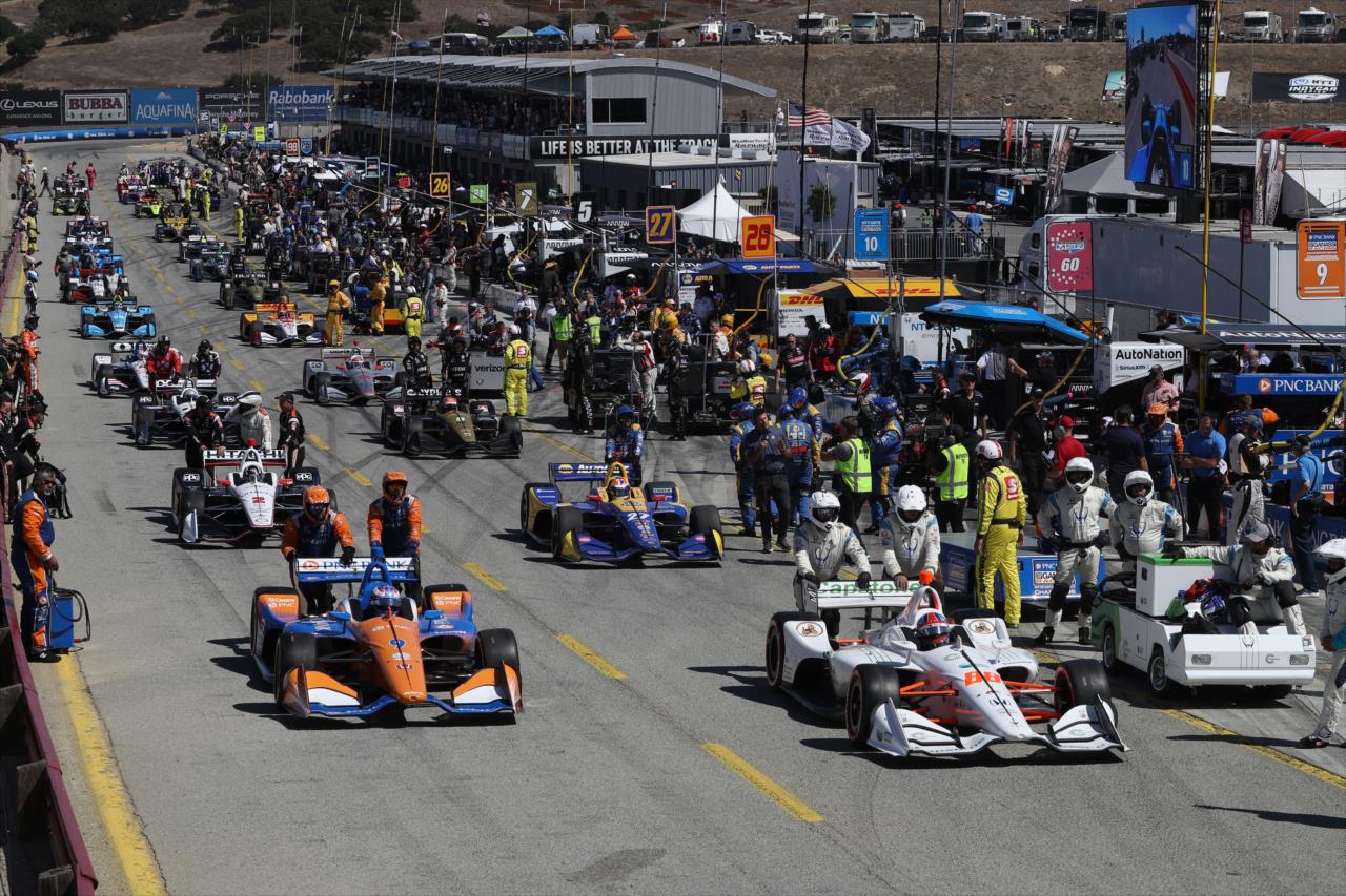 The starting grid on pit lane -- Photo by: Chris Jones