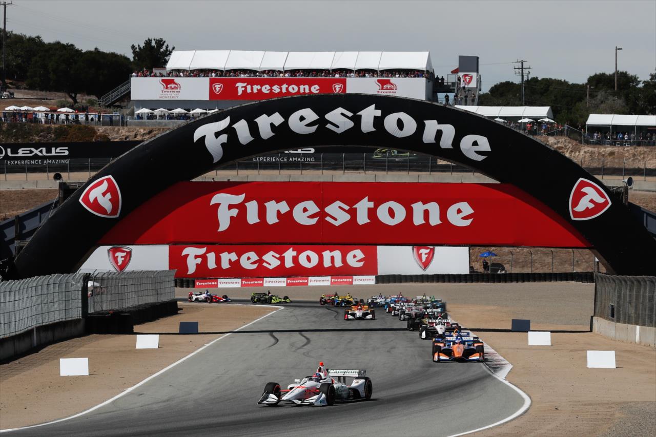Colton Herta leads the field to start the Firestone Grand Prix of Monterey -- Photo by: Joe Skibinski