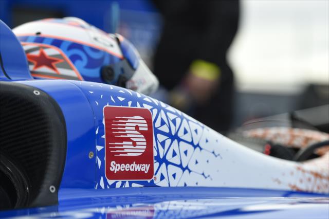 Scott Dixon sports the Speedway logo on his car as the official fuel of INDYCAR during the team test at WeatherTech Raceway Laguna Seca -- Photo by: Chris Owens