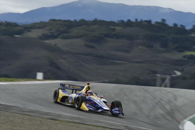 Alexander Rossi sets up for the Corkscrew (Turns 8-8A) during the team test at WeatherTech Raceway Laguna Seca -- Photo by: Chris Owens