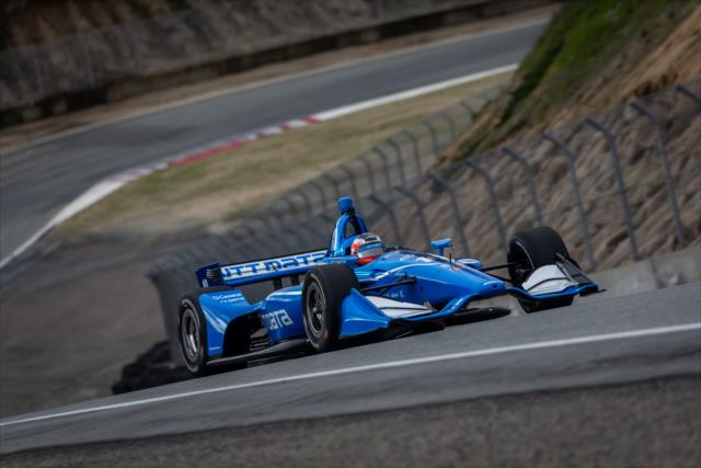 Felix Rosenqvist races up the Rahal Straight hill during the team test at WeatherTech Raceway Laguna Seca -- Photo by: Stephen King