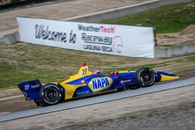 Alexander Rossi races out of the Andretti Hairpin (Turn 2) during the team test at WeatherTech Raceway Laguna Seca -- Photo by: Stephen King