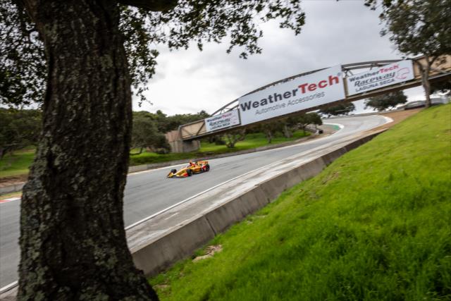 Ryan Hunter-Reay races out of the Corkscrew (Turns 8-8A) during the team test at WeatherTech Raceway Laguna Seca -- Photo by: Stephen King