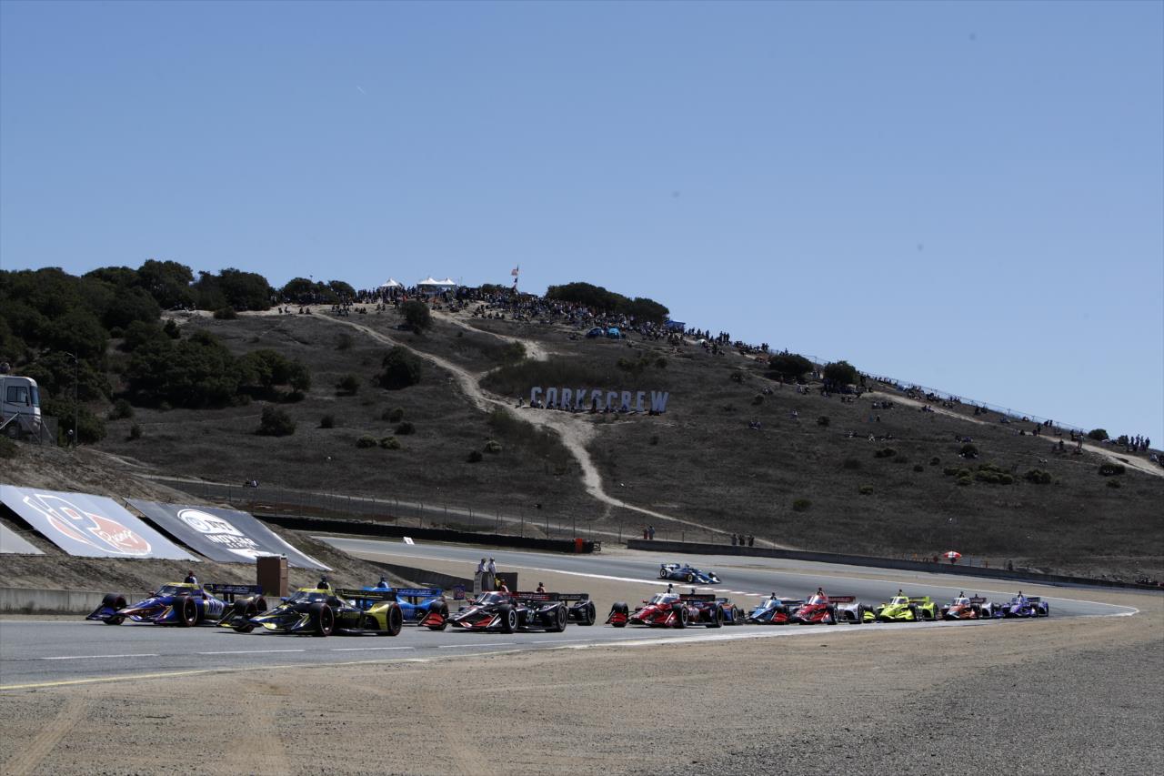 Colton Herta leads the field at the start - Firestone Grand Prix of Monterey -- Photo by: Chris Jones