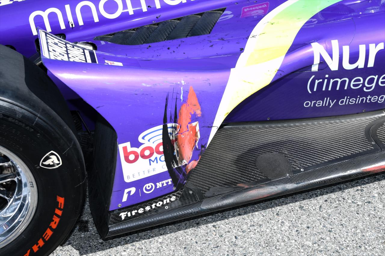 Battle scars on Romain Grosjean's car - Firestone Grand Prix of Monterey -- Photo by: James  Black