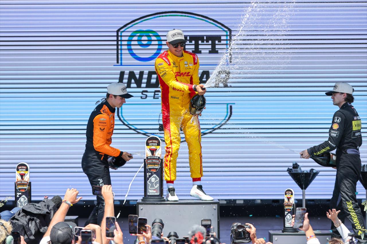 Christian Lundgaard, Alex Palou, Colton Herta - Java House Grand Prix of Monterey - By: Chris Owens -- Photo by: Chris Owens