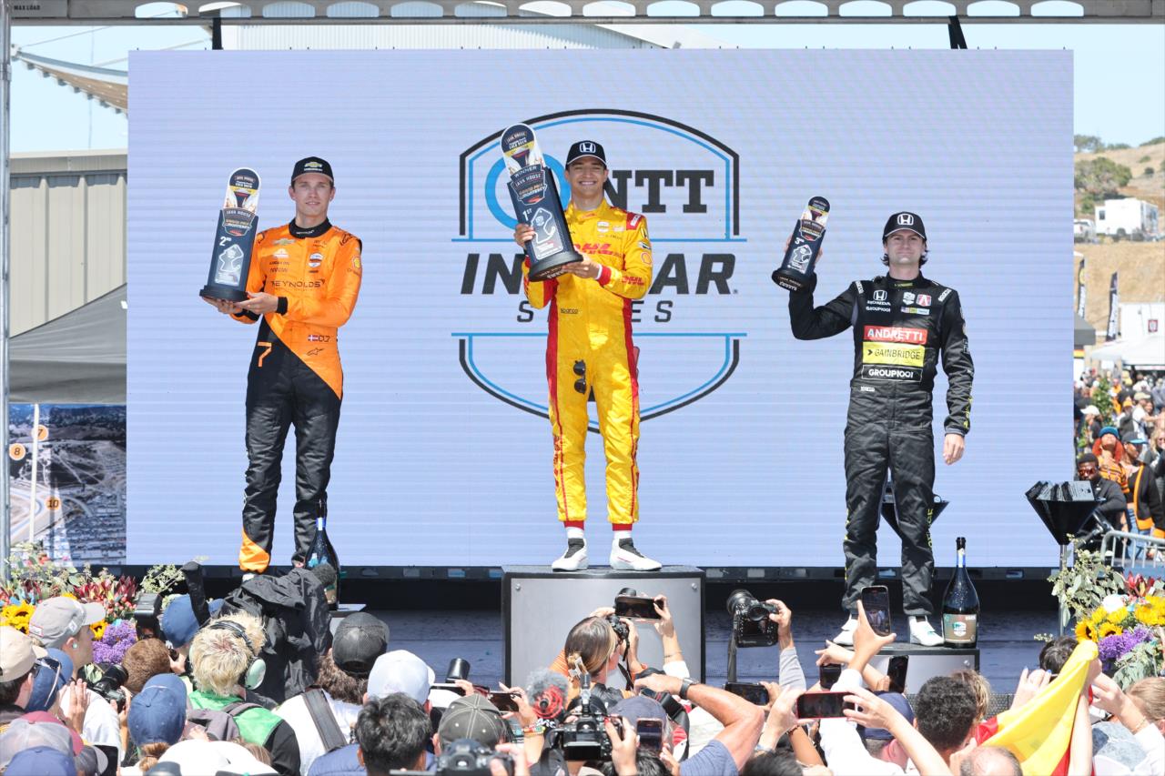 Christian Lundgaard, Alex Palou, Colton Herta - Java House Grand Prix of Monterey - By: Chris Owens -- Photo by: Chris Owens