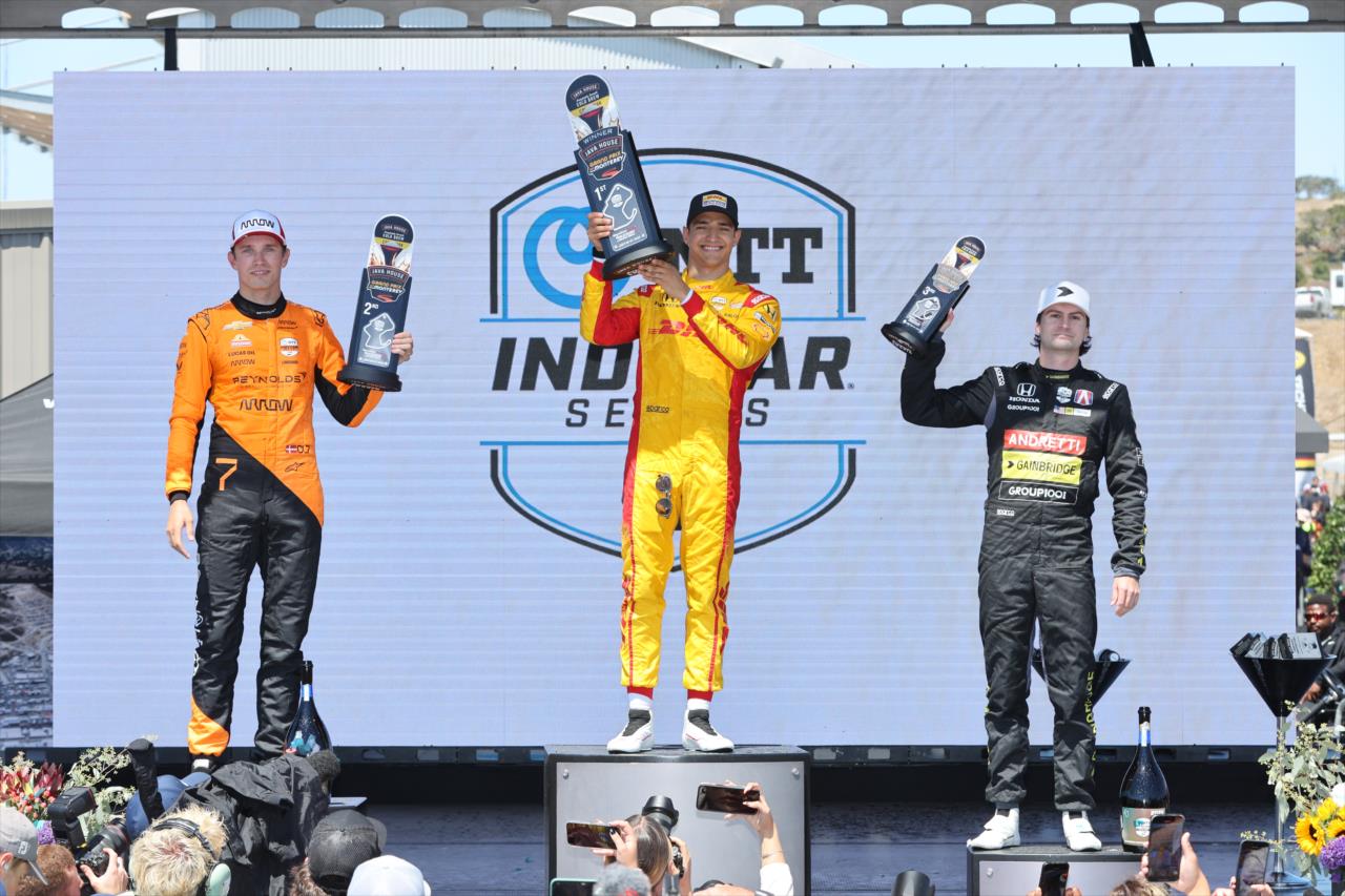 Christian Lundgaard, Alex Palou, Colton Herta - Java House Grand Prix of Monterey - By: Chris Owens -- Photo by: Chris Owens