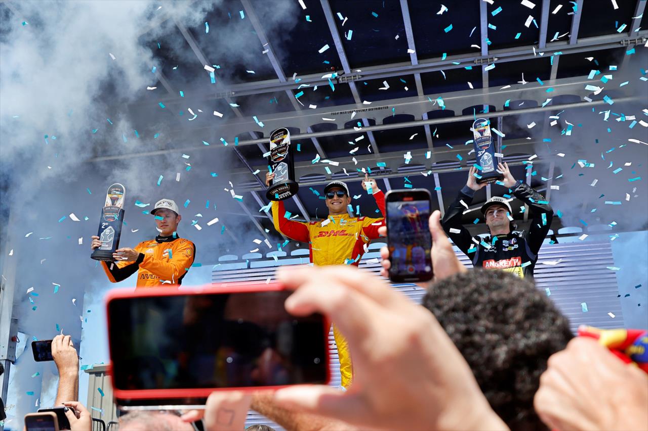 Christian Lundgaard, Alex Palou and Colton Herta - Java House Grand Prix of Monterey - By: Paul Hurley -- Photo by: Paul Hurley