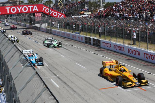 The field take their grid spots before the start of the 40th Toyota Grand Prix of Long Beach -- Photo by: Chris Jones