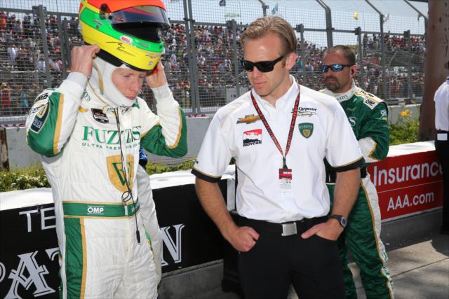 Mike Conway prepares for the race alongside team owner Ed Carpenter -- Photo by: Chris Jones