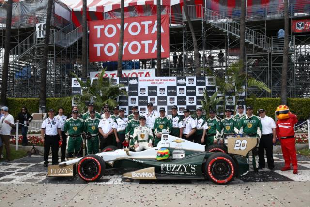 Ed Carpenter Racing and Mike Conway in victory lane -- Photo by: Chris Jones
